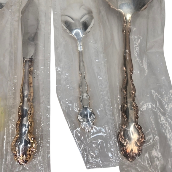 Set of 5 Serving Pieces Oneida Community Silverplate Gold Accent Modern Baroque - Picture 8 of 10